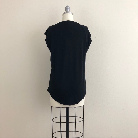 Premise Black Cap Sleeve Diamond Weave Blouse - Picture 4 of 5